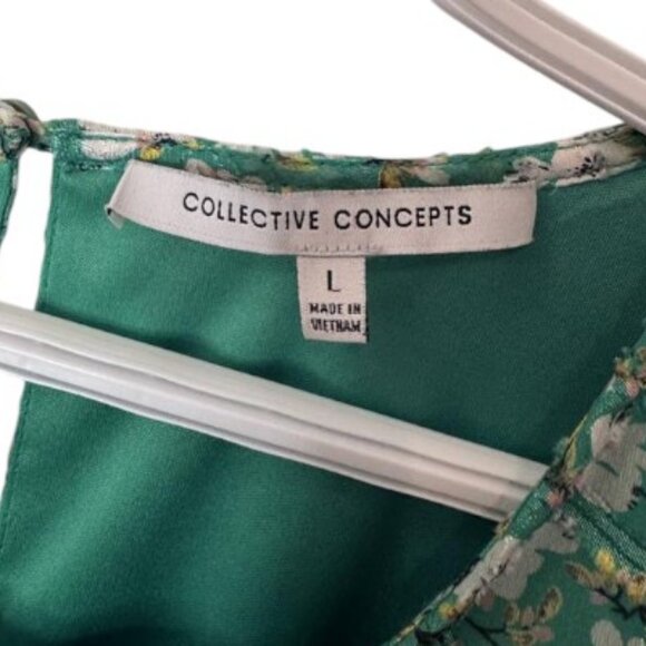 Collective Concepts green floral sleeveless midi dress size L - Picture 5 of 6